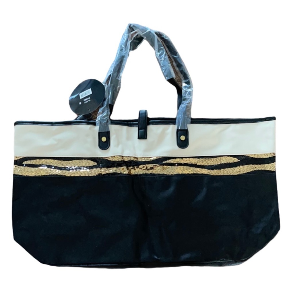NWT Black & Gold Sequin Large Fashion Tote